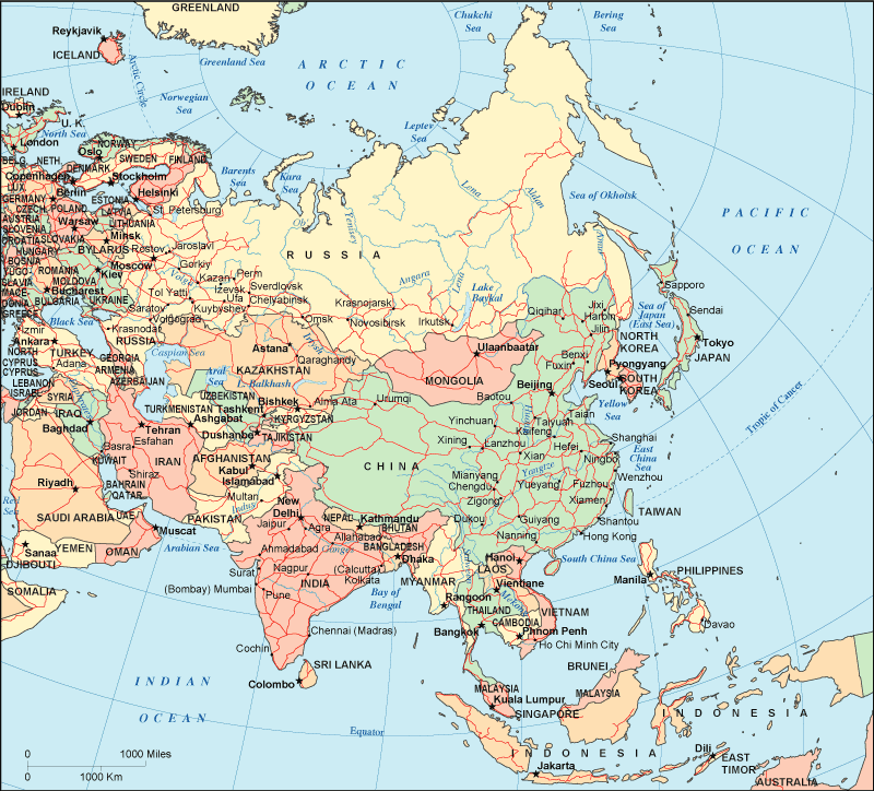 Map of Asia • Borderless Asia Map