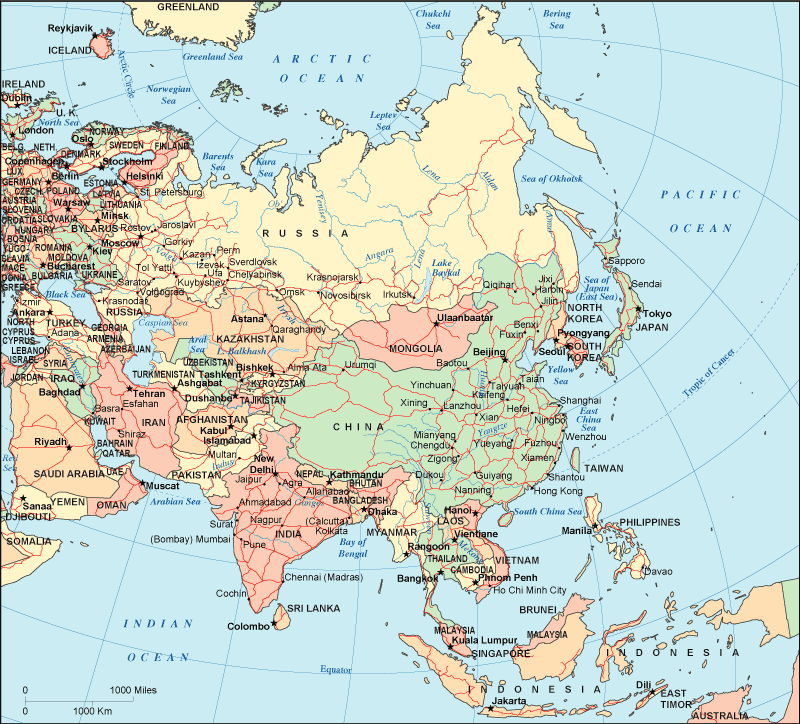 Map Of Europe And Asia