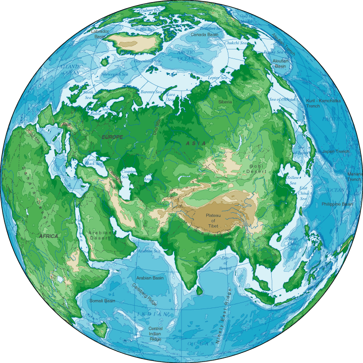 map asia - topographical map of asia